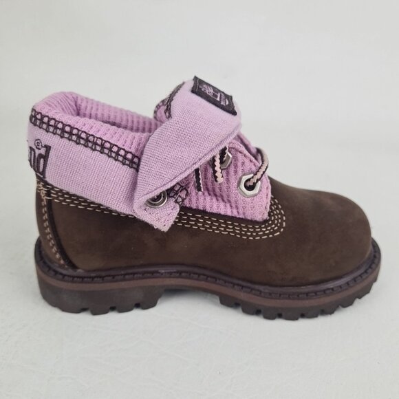 Timberland Roll Top Hex TODDLER Boots Waterproof Brown Leather - Picture 3 of 9